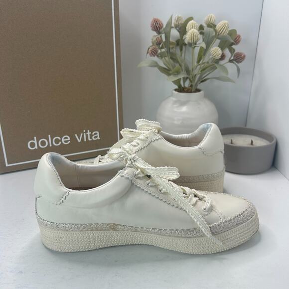 Dolce Vita Lennix Lace Up White Leather Sneakers Platform Hybrid Women's US 9 - Picture 5 of 11